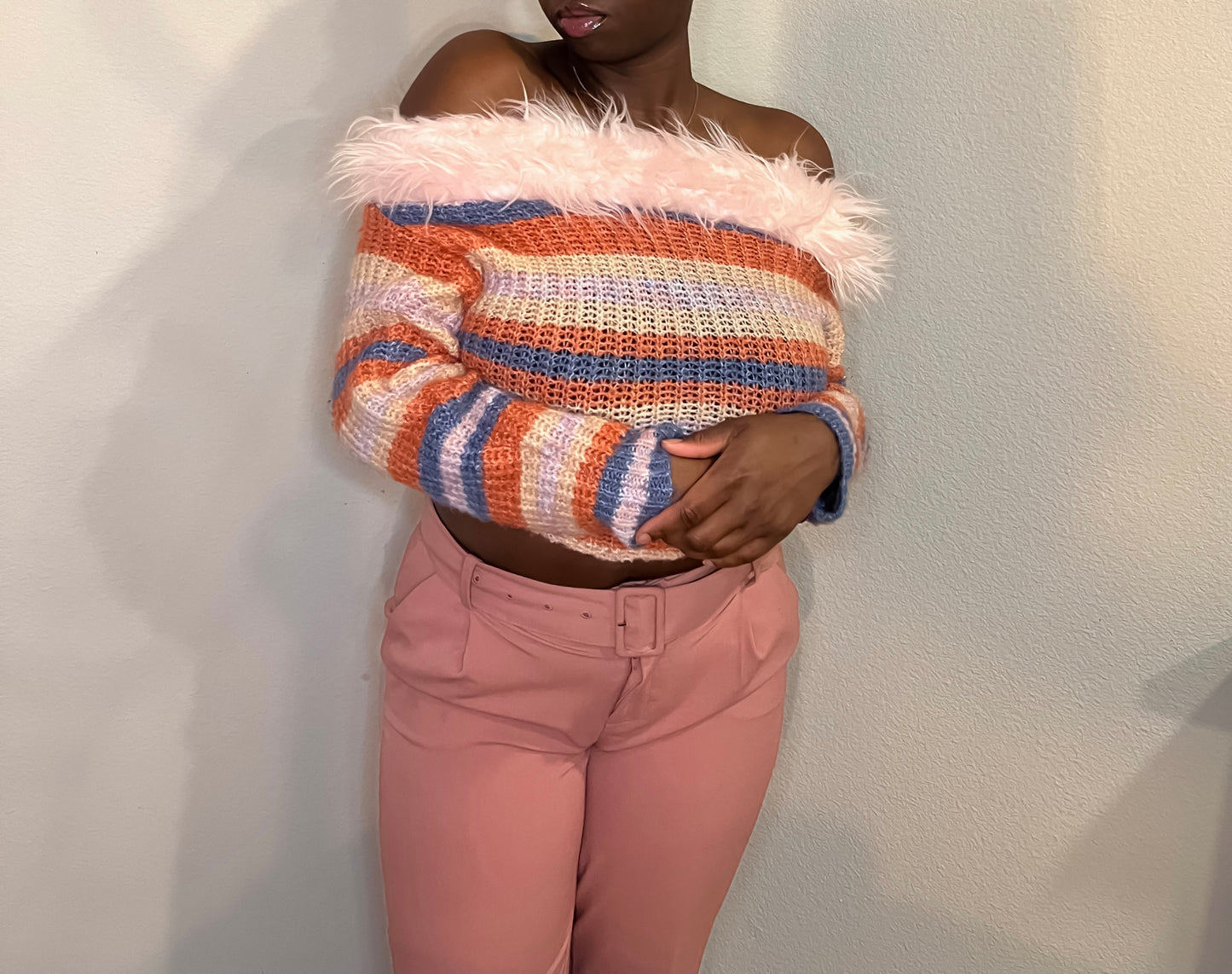 Pink Fur Sweater (Reworked Piece)
