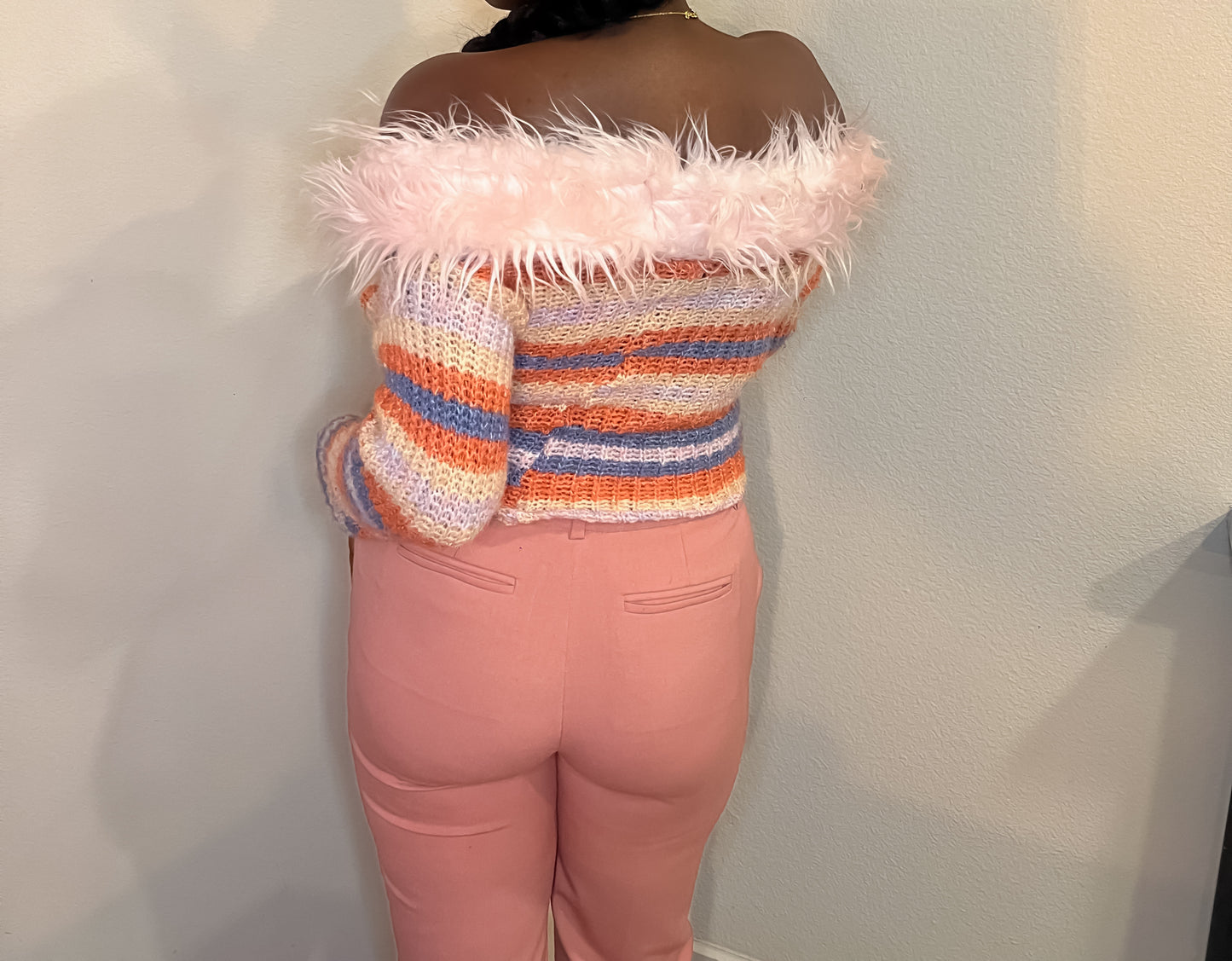 Pink Fur Sweater (Reworked Piece)